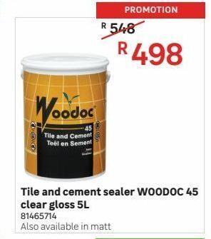 Leroy Merlin Tile and cement sealer woodoc 45 clear gloss 5l offer