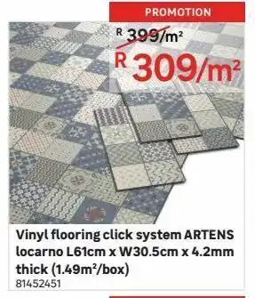 Leroy Merlin Vinyl flooring click system artens locarno l61cm x w30.5cm x 4.2mm thick (1.49m2/box) offer