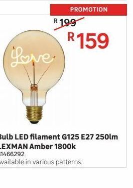 Leroy Merlin Bulbs led filament g125 250lm lexman amber 1800k offer