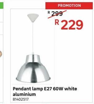 Leroy Merlin Pendant lamp e27 60w white aluminium offer
