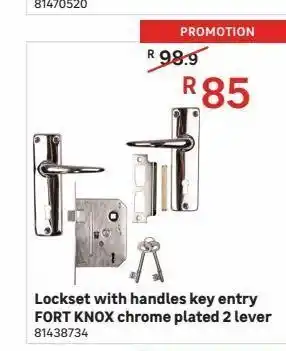 Leroy Merlin Lockset with handles key entry fort knox chrome plated 2 lever offer