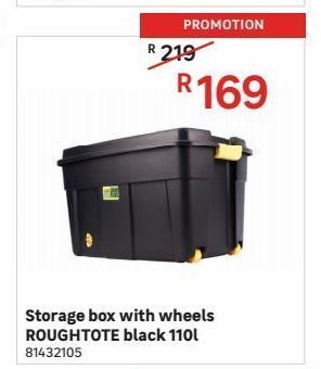 Leroy Merlin Storage box with wheels roughtote black 110l offer