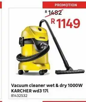 Leroy Merlin Vacuum cleaner wet & fry 1000w karcher wd3 17l offer
