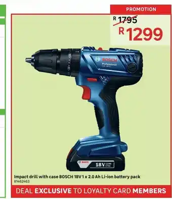 Leroy Merlin Impact drill with case bosch 18v 1 x 2.0 ah li-ion battery pack offer