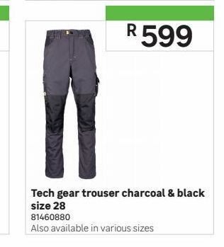 Leroy Merlin Tech gear trouser charcoal & black size 28 offer