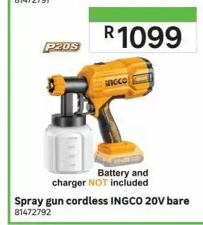 Spray gun cordless ingco 20v bare