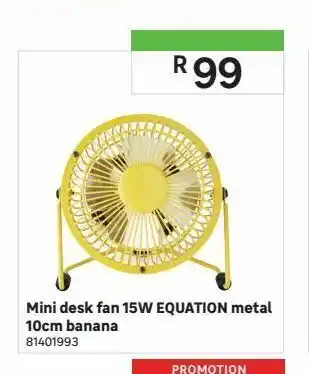 Mini desk fan 15w equation metal 10cm banana
