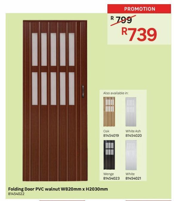 Folding doors ovc walnut w820mm x h2030mm offer at Leroy Merlin