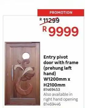 Leroy Merlin Entry pivot doors with frame (prehung left hand) w1200mm x h2100mm offer