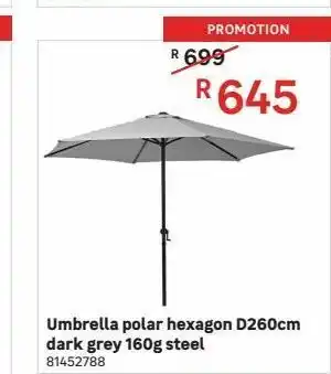 Leroy Merlin Umbrella polar hexagon d260cm dark grey 160g steel offer