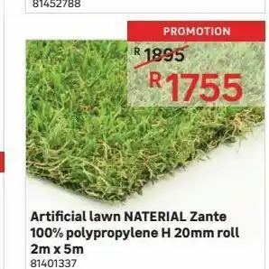Leroy Merlin Artificial lawn naterial zante 100% polypropylene h20mm roll 2m x 5m offer