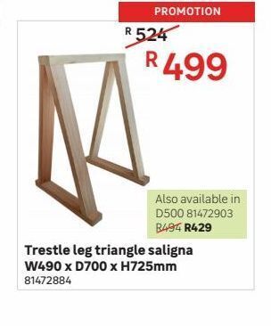 Leroy Merlin Trestle leg triangle saligna w490 x d700 x h725mm offer