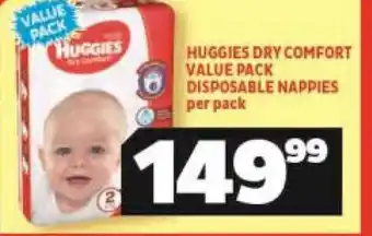 Usave Huggies Dry Comfort Vallue Pack Disposable Nappies per pack offer
