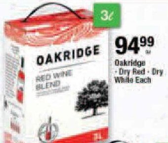 Oakridge Dry Red/White Wine 3L