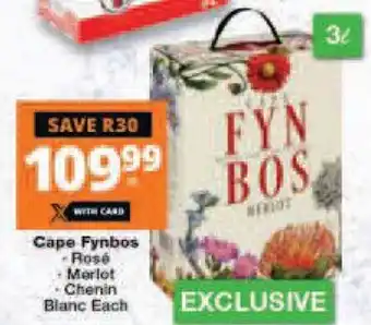 Checkers Cape Fynbos Rosé, Merlot, Chenin Blanc 3L offer