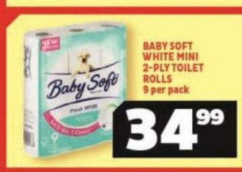 Usave Baby Soft White Mini Toilet 2-Ply Toilet Rolls 9 per pack offer