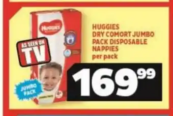 Usave Huggies Dry Comfort Jumbo Pack Dispossable Nappies per pack offer