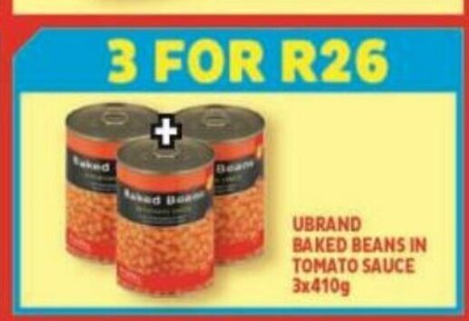 Usave Ubrand Baked Beans in Tomato Sauce 3x410g offer