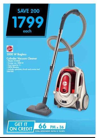 Hoover - 2000W Bagless Cylinder Vacuum Cleaner