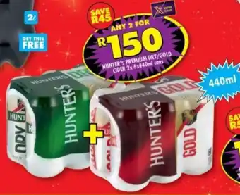 Shoprite Liquor Hunter's Premium Dry /Gold Cider 2x 6x440ml Cans offer