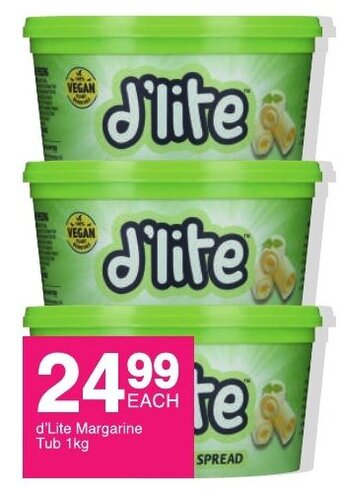 Save d'Lite Margarine Tub 1kg offer