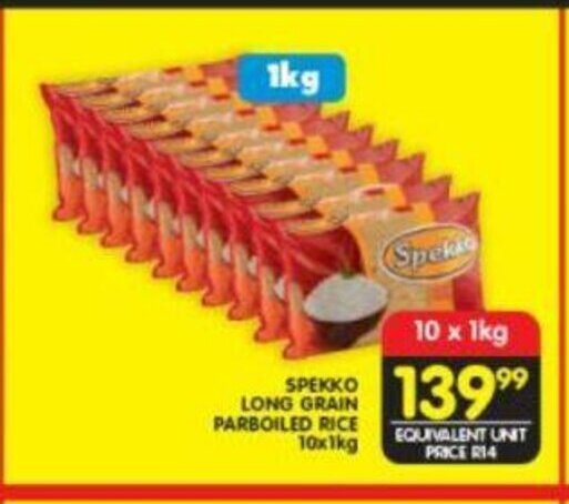 Shoprite Spekko Long Grain Parboiled Rice 10x1kg offer