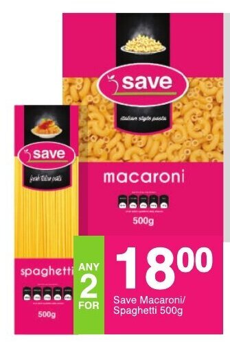 Save Save Macaroni/ Spaghetti 500g offer