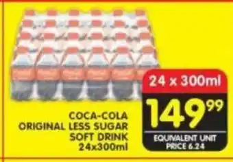 Shoprite Coca-Cola Orignal Less Sugar Soft Drink 24 x 300 ml offer