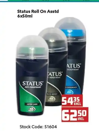 Africa Cash and Carry Status Roll On Asstd 6x50ml offer
