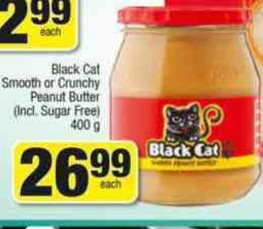 Black Cat Smooth Or Crunchy Peanut Butter 400g Offer At Spar