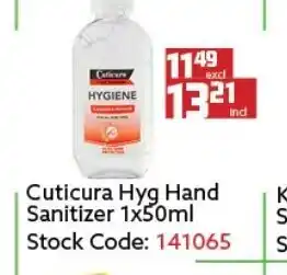 Africa Cash and Carry Cuticura Hyg Hand Sanitizer 1x50ml offer