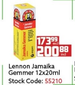 Africa Cash and Carry Lennon Jamaika Gemmer 12x20ml offer