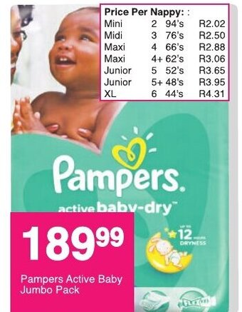 Save Pampers Active Baby Jumbo Pack offer