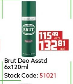 Africa Cash and Carry Brut Deo Asstd 6x120ml offer