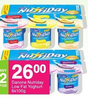 Save Danone Nutriday Low Fat Yoghurt 6x100g offer