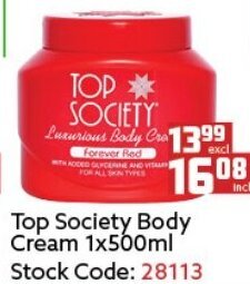 Africa Cash and Carry Top Society Body Cream 1x500ml offer