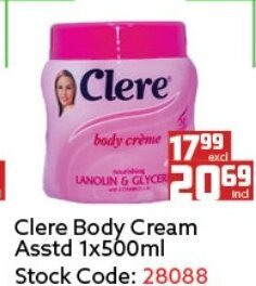 Africa Cash and Carry Clere Body Cream Asstd 1x500ml offer