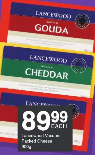 Save Lancewood Vacuum Packed Cheese 900g offer
