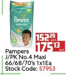 Pampers J/PK No.4 Maxi 66/68/70's 1x1ea