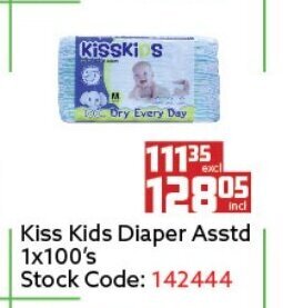 Africa Cash and Carry Kiss Kids Diaper Asstd 1x100's offer