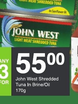 Save John West Shredded Tuna In Brine/ OIl 170g offer