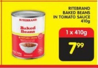 Shoprite Ritebrand Baked Beans in Tomato Sauce 410g offer