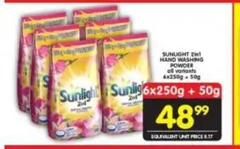 Shoprite Sunlight 2in1 Hand Washing Powder All Variants 6x250g+50g offer