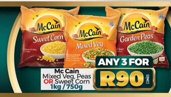 Mc Cain Mixed Veg, Peas or Sweet Corn 1kg / 750g