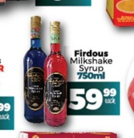 Firdous Milkshake Syrup 750ml