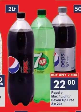 President Hyper Pepsi Max / Light / Seven Up Free 2x2 Lt offer