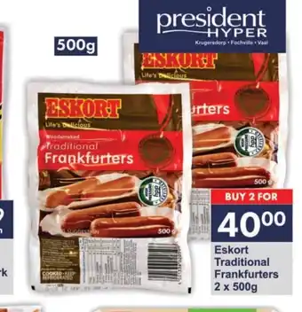Eskort Traditional Frankfurters 2 x 500g