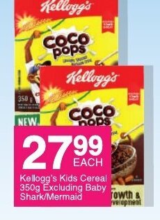 Save Kellogg's Kids Cereal 350g Excluding Baby Shark / Mermaid offer