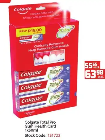 Africa Cash and Carry Colgate Total Pro Gum Health Card 1x50ml offer