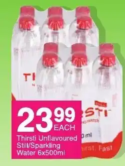 Save Thirsti Unflavoured Still/ Sparkling Water 6x500ml offer